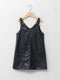 V-Neck Basic Strap Leather Look Girl Dress